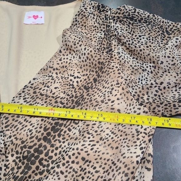 Buddy Love Faux Wrap Bodysuit Womens Small Twyla Surplice Leopard Cheetah Brown - Picture 8 of 9